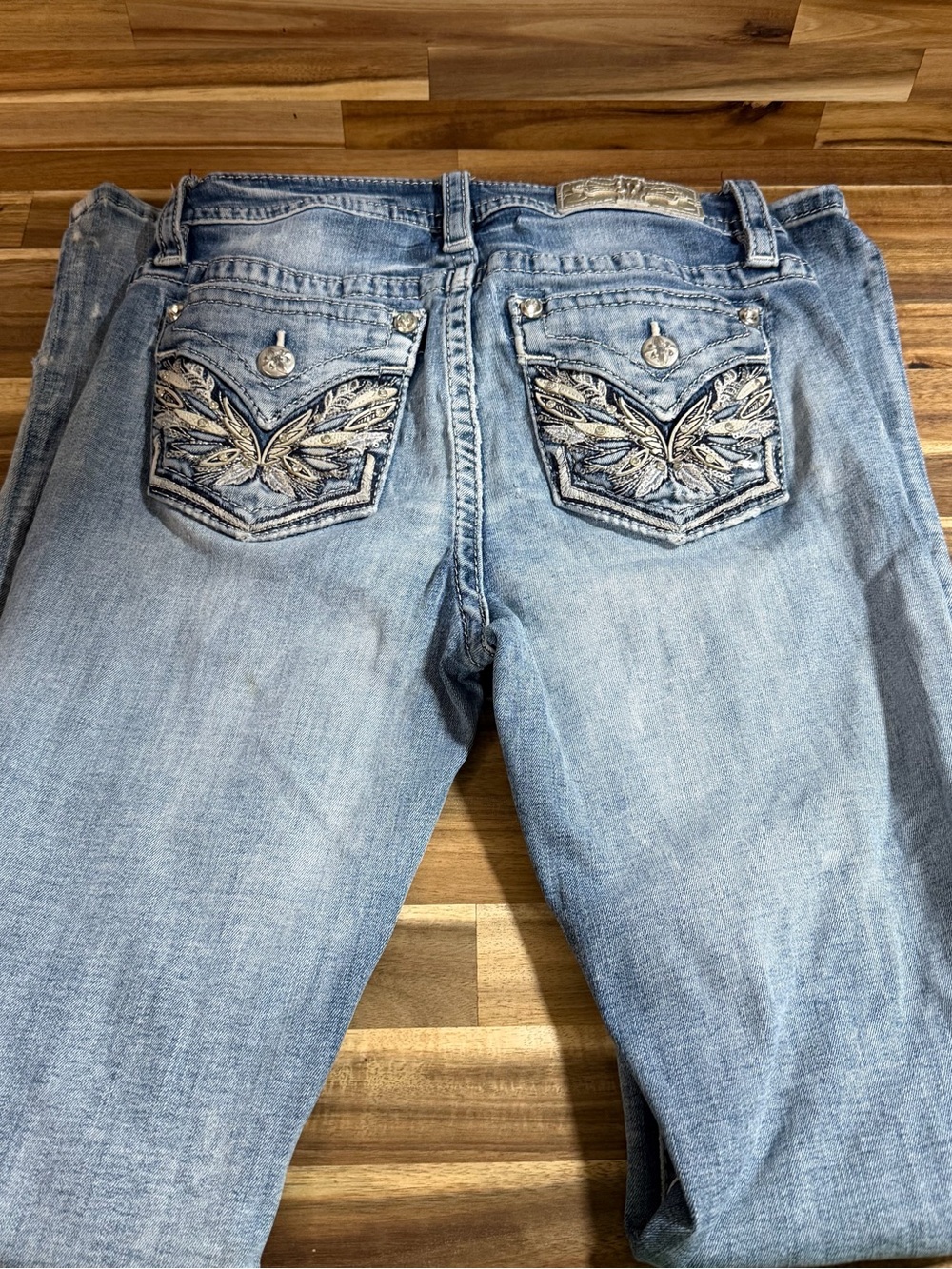 Miss Me Mid-Rise Boot Jeans - Dark Blue with White Lining